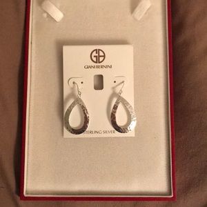 Sterling silver hammered drop earrings